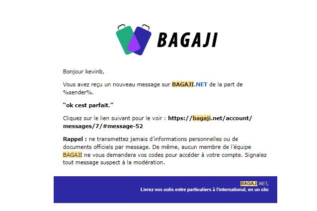 Nouveau message reçu transporteur expediteur