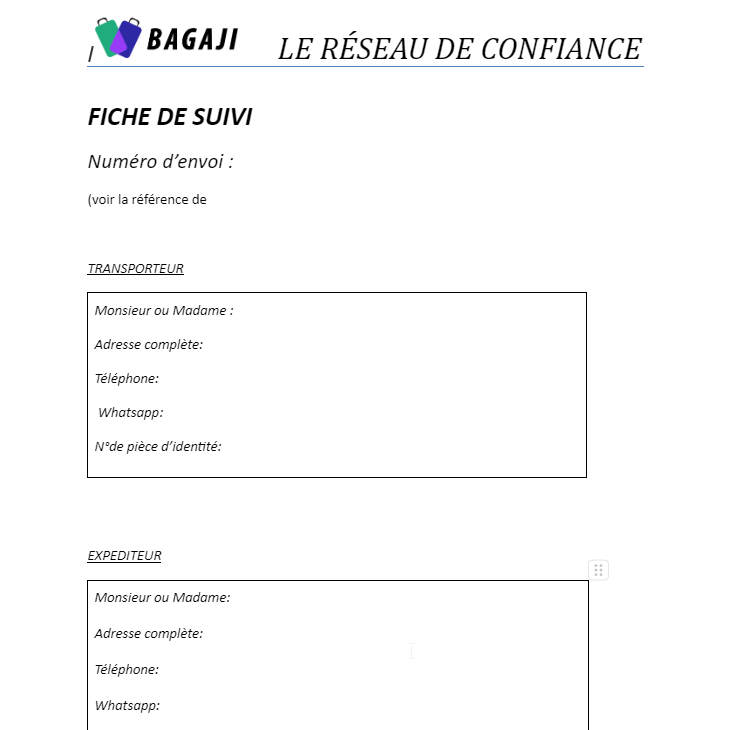 Fiche de suivi BAGAJI